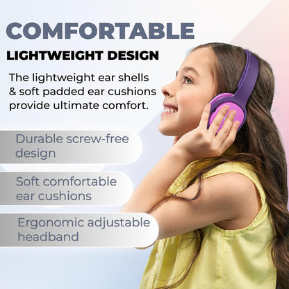 Philips SHK2000PK/00 Over Ear Kids Headphones, Colorful LED lights, 85dB volume limit, Noise-isolating, with soft ear cushions, Ergonomic headband (Pink)