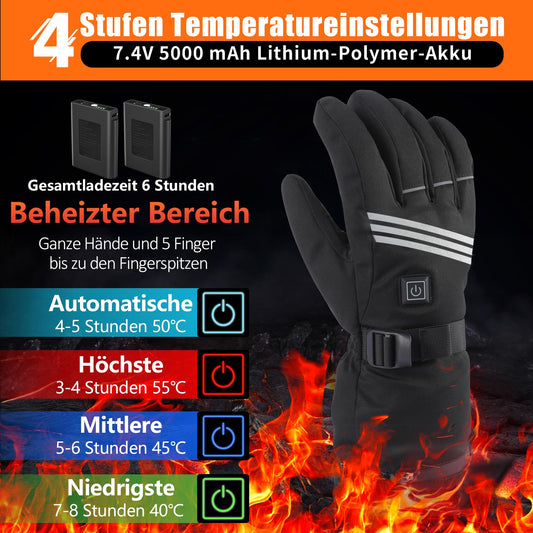 LOTTBUTY Heated Gloves 2025 Upgrade, Heated Gloves Men Women with 7.4V/2×5000mAh Rechargeable Batteries, waterproof Heated Motorcycle Gloves Winter for Skiing, Cycling, Hiking.