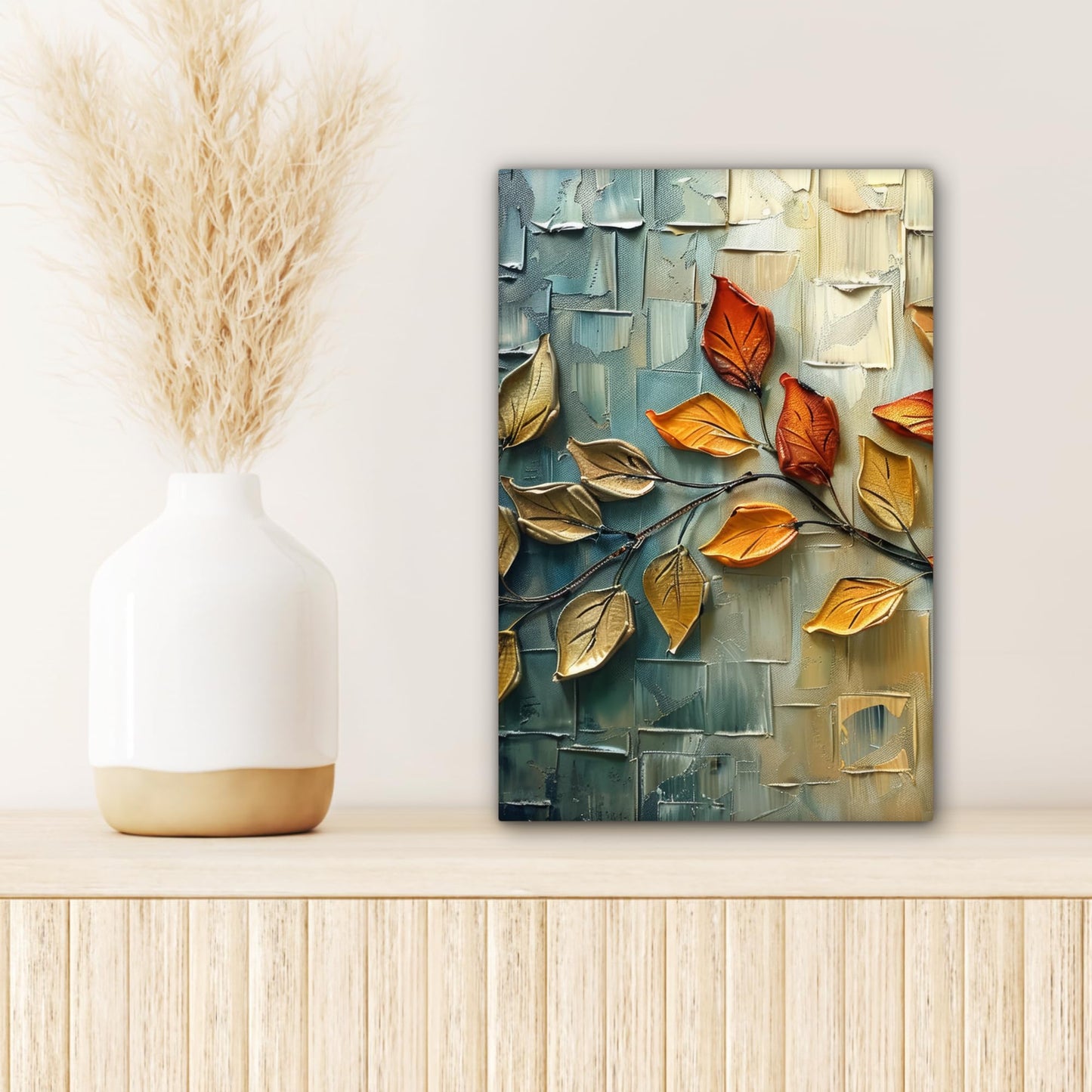 MuchoWow© Images Small 20x30 cm Mini Living Room Decor Modern Canvas Wall Art Print Bedroom Above Bed Room Decor Gifts Art - Leaves - Brown - Modern - Nature