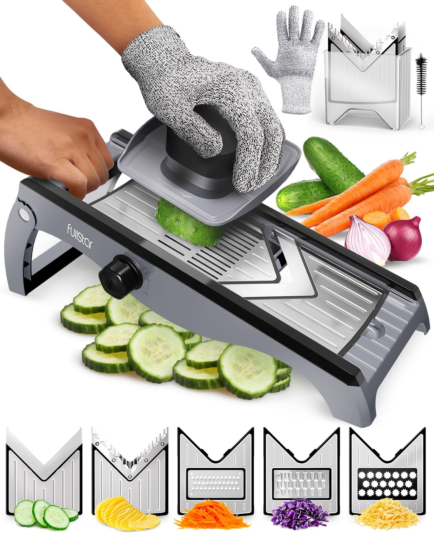 7-in-1 Adjustable Stainless Steel Mandoline Vegetable Slicer Grater - Cucumber Slicer Thin Slices - Grater for Vegetables - Slicer Vegetable - Kitchen Slicer Kitchen Grater - Kitchen Gadgets