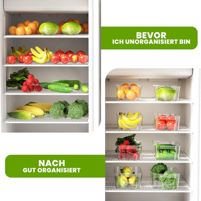 KICHLY high-quality refrigerator organizer set for drawers - set of 8 stackable storage containers for vegetable drawer, kitchen cabinet, shelves, cosmetics, office supplies, tools - BPA-free.