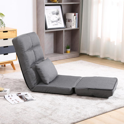 FLOGUOOR floor chair with backrest, floor sofa 14 level adjustable, floor seat up to 150kg load capacity, floor sitting cushion (8823) Gray