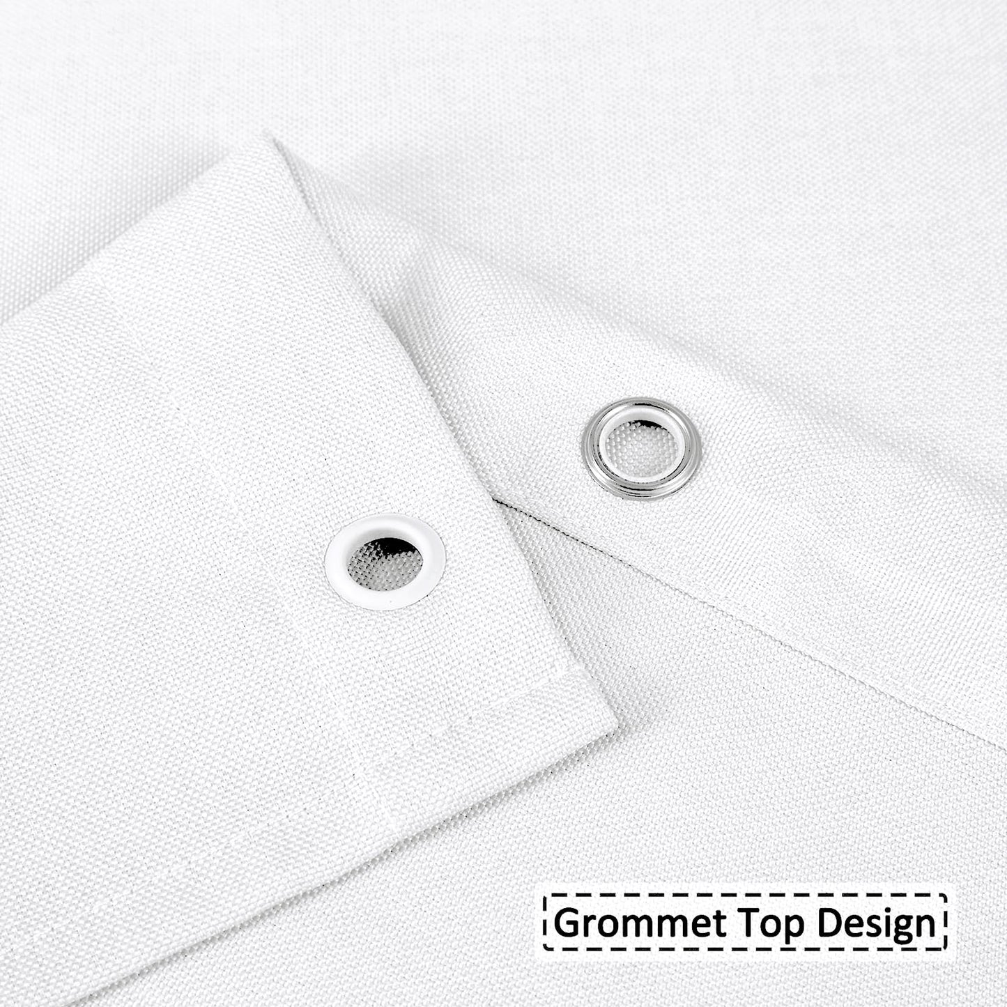 Flax Linen 240GSM Heavyweight Wide Fabric Shower Curtain for Bathroom with Hooks Hotel Luxury Washable, White, 180x213 cm.