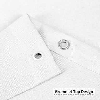 Flax Linen 240GSM Heavyweight Wide Fabric Shower Curtain for Bathroom with Hooks Hotel Luxury Washable, White, 180x213 cm.