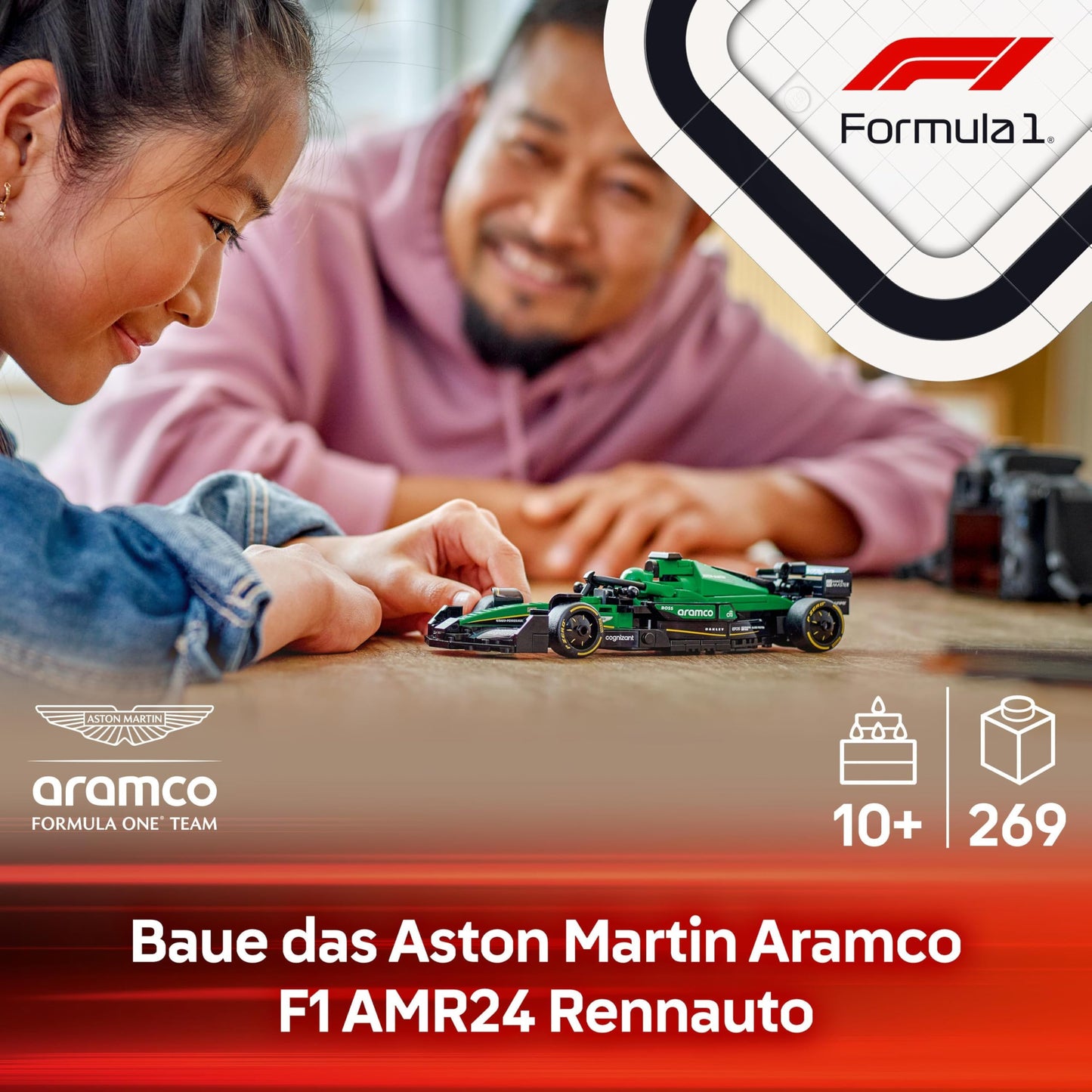LEGO Speed Champions Aston Martin Aramco F1 AMR24 race car - toy with Formula 1 minifigure to collect - buildable model car for boys and girls aged 10 and up and adult motorsport fans 77245