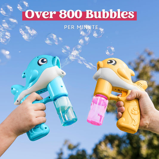 JOYIN 2 Bubble Guns, Whale Bubble Guns for Kids, LED Bubble Gun with 4 Bubble Solution, Bubble Gun with Batteries, Outdoor Toy