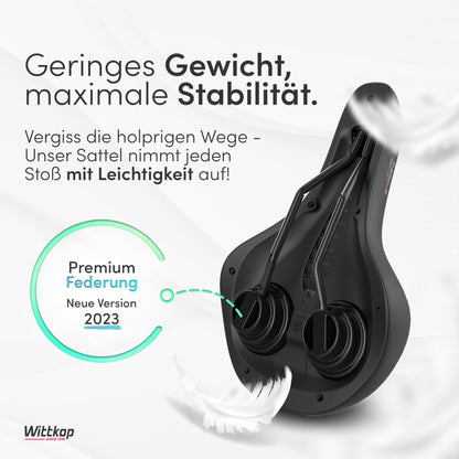 Büchel WITTKOP bicycle saddle with innovative 5-zone Medicus concept and orthopedic memory foam padding I comfortable bike saddle for women & men I MTB, trekking, city