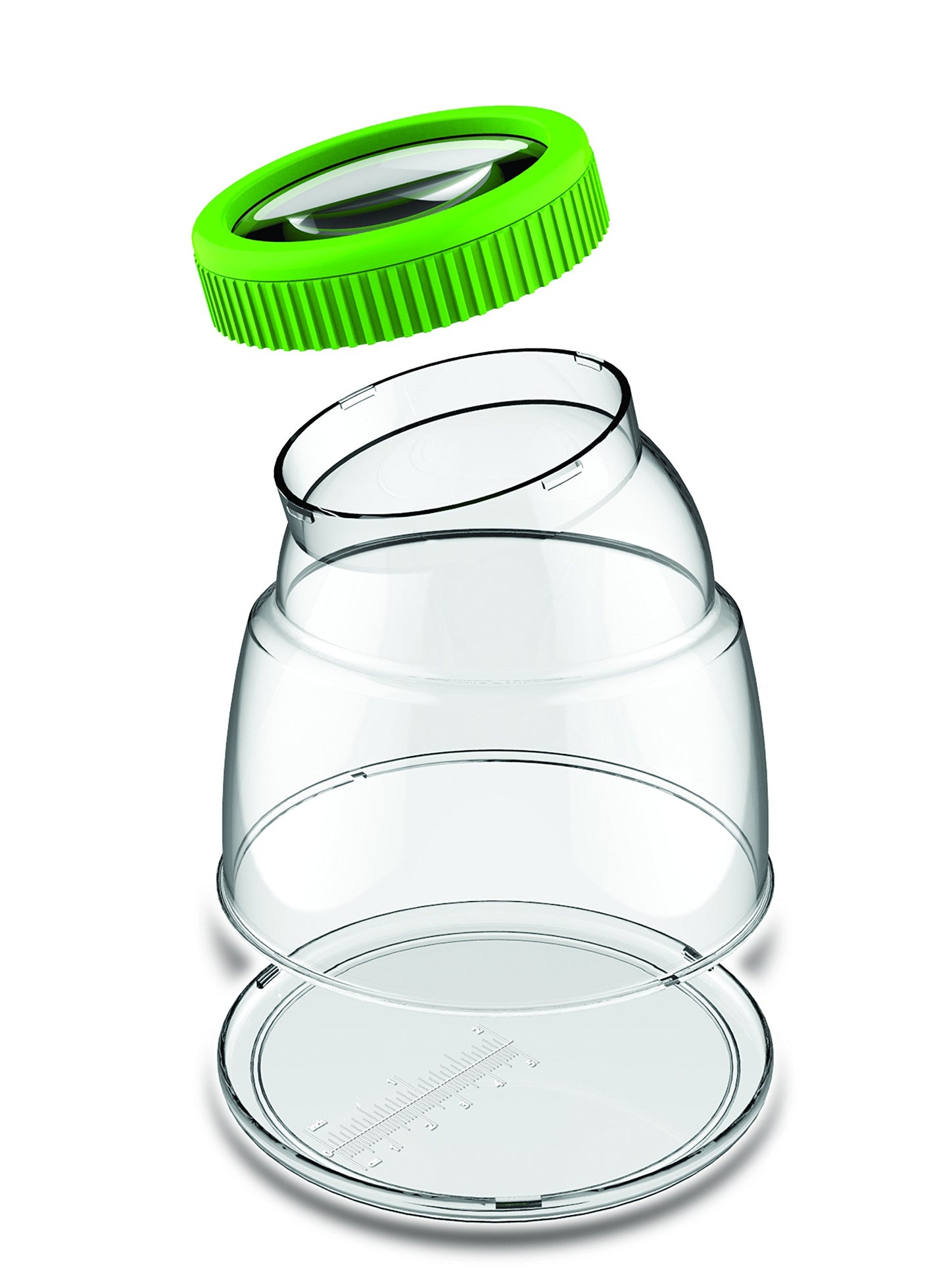 XL insect catching set 5 pieces storage box, net, magnifying glass, magnifying beaker, and 5x magnifying jar with magnifying booklet.