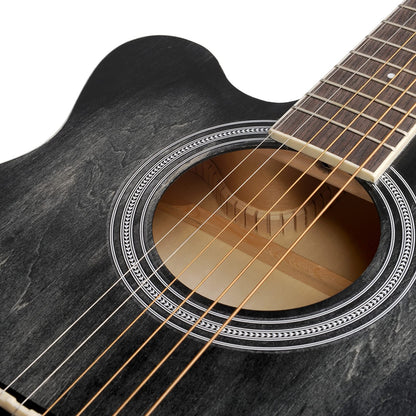 Winzz Left-handed Acoustic Guitar, Beginner Set for Adults Kids with Capo, Chord Cards, Stand, Tuner, Pick, Strap, Bag (40 inch, Matte Black)