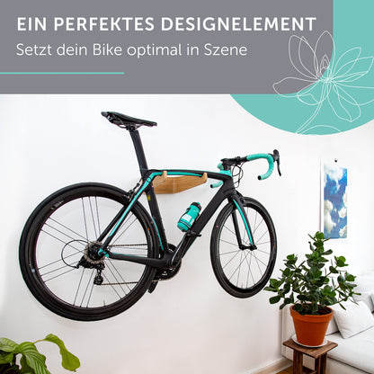 madeco Bike Wall Mount Wood - FlyBike S Oak - Design Bike Rack Wall Hanging for Home - Road Bike, Gravel Bike, Mountain Bike, Fixie, Singlespeed Bike Holder