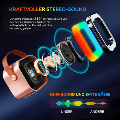 Karaoke machine with 2 karaoke microphones music instrument accessory: Wowstar karaoke system with 2 microphones - Mini karaoke machine - Speaker karaoke box set - Gifts for girls