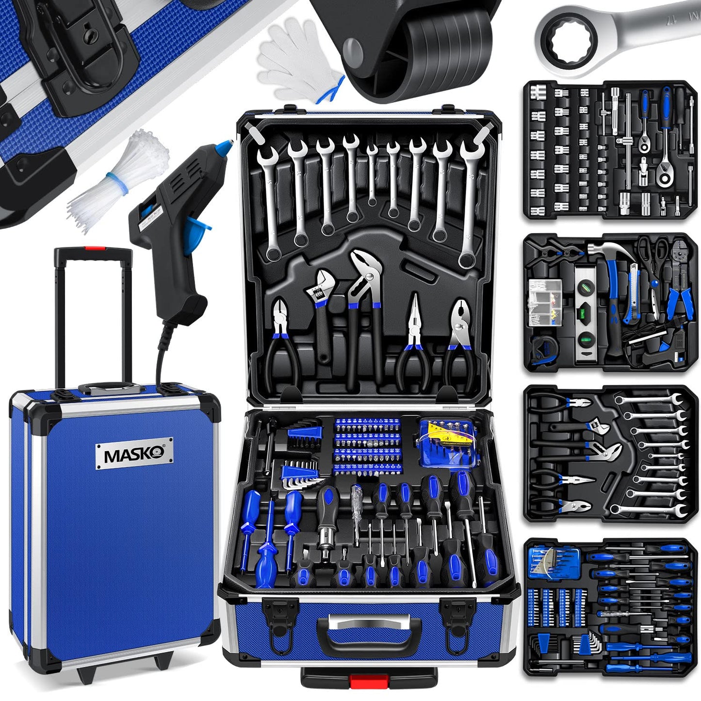 MASKO® 969-piece tool kit toolbox tool chest tool trolley professional 969 parts quality tools - Blue