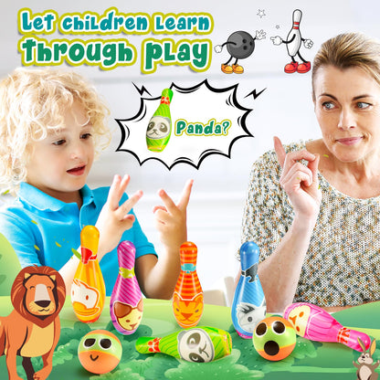 Adeokay Bowling Set - Montessori toy for kids aged 2 and up, outdoor games for boys and girls up to 12 years old.