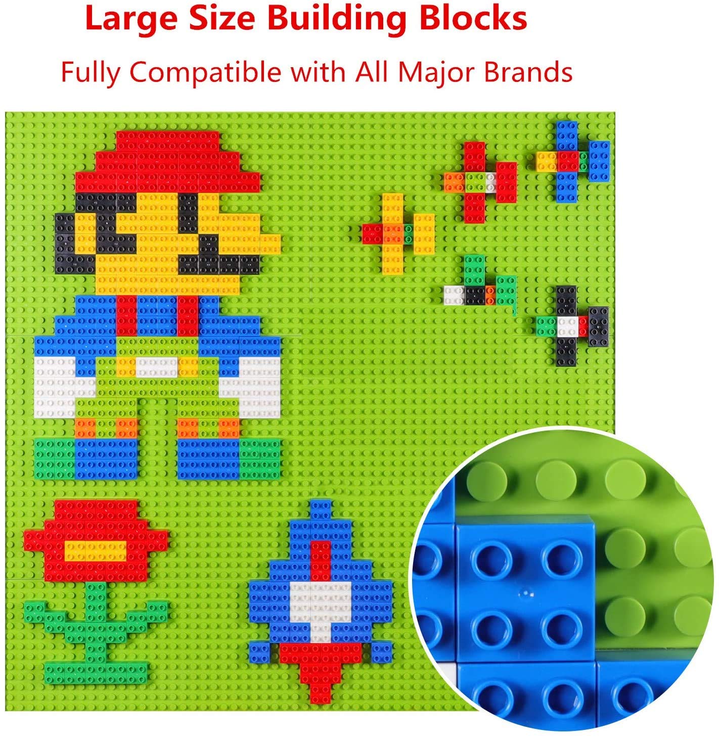 burgkidz Classic Large Building Blocks Educational Toy in Durable Plastic Bucket, 214 Pieces Building Bricks Colorful Toy Game for Toddler Boys Girls, Primary Colors