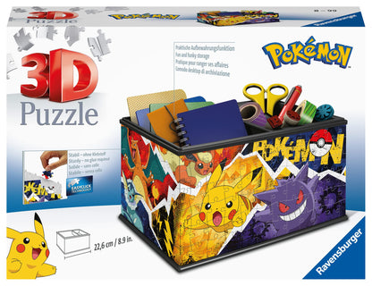 Ravensburger 3D Puzzle 11547 - Night Light Puzzle Ball Pokémon & 3D Puzzle 11546 - Storage Box Pokémon - 216 Pieces - Convenient organizer for Pokémon fans aged 8 and up.