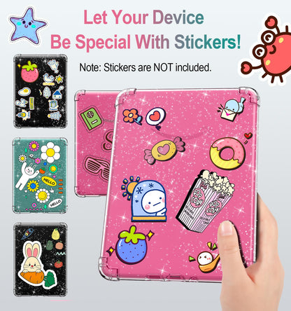 MoKo case for 7" Kindle Paperwhite(12th Gen) 2024 and Kindle Colorsoft Signature Edition (1st Gen), Ultra-thin Soft TPU Clear Back Case Transparent, Clear Glitter