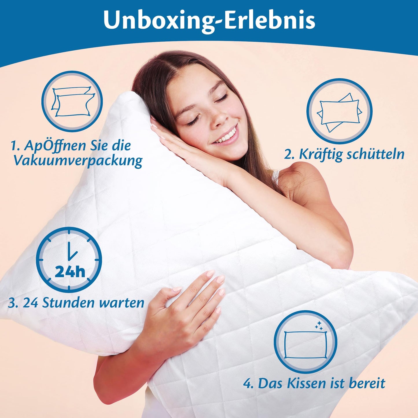 Flowing pillows 50x50 cushion 4-piece set for sofa and bed inner cushion hypoallergenic anti-dust mite pillow filling with soft quilted pillowcase removable and washable for home/hotel