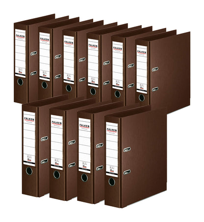 Original Falcon 10-pack Chromocolor Premium folders. Made in Germany. Plastic cover outside and inside 8 cm wide DIN A4 brown ring binder file folder office folder plastic folder