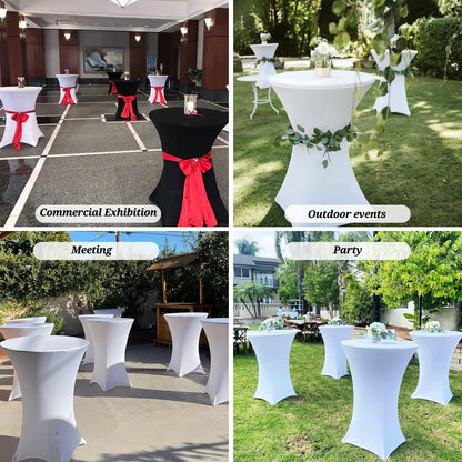 KAYBTNT 3-piece Set Cocktail Table Covers Ø 80 cm, Many Colors, Spandex Stretch Cocktail Table Covers, Reinforcement in the foot area, Elegant Round Tablecloth for Bistro Table Wedding Cocktail Party, Green