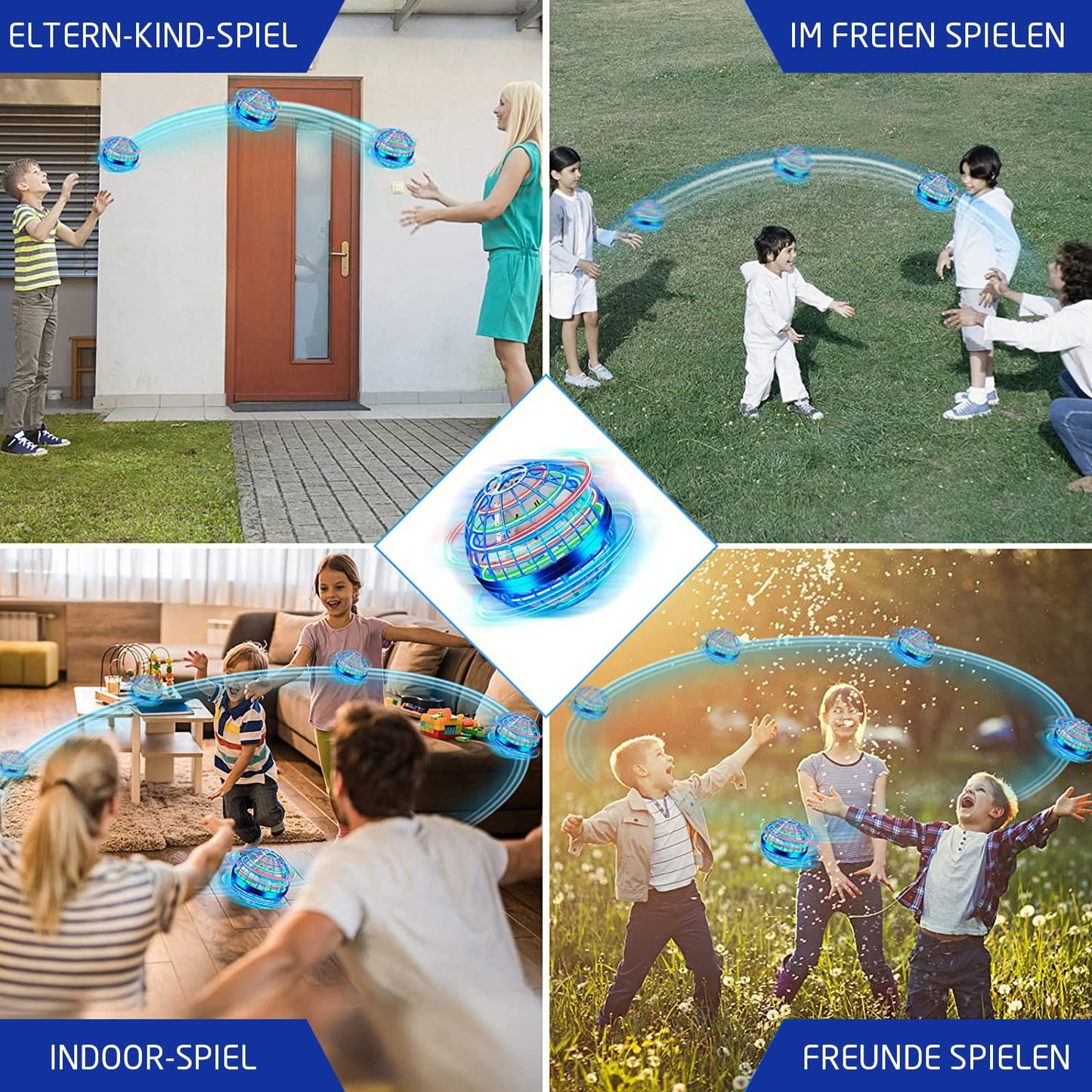 Korffe Flying Ball, Flying Toy Hand Controlled Mini Drone with 360° rotating LED lights for kids adults. Flying Ball Gifts for boys girls Indoor & Outdoor Toy