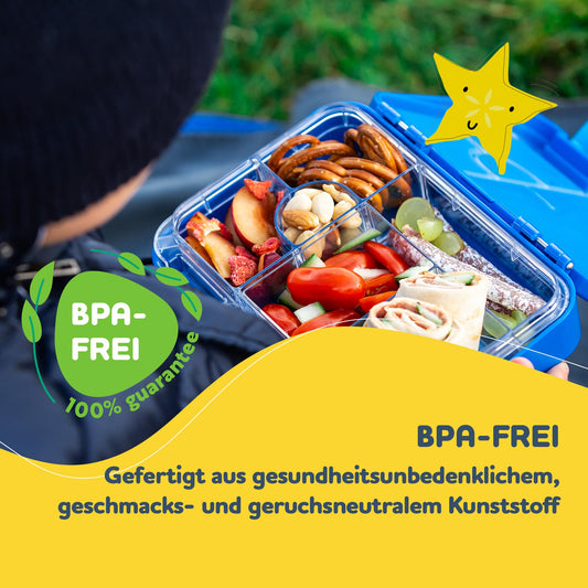smackbite Junior lunch box for kids with compartments | BPA free lunchbox | bento box for kids | bread box | snack box | perfect for school, kindergarten & on the go (blue)