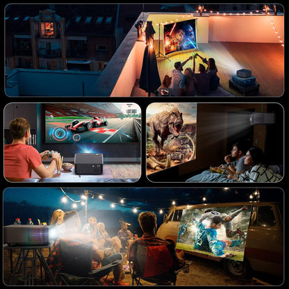 SUREWHEEL WiFi Projector 20000 Lumens Mini 5G Projector 4K Full HD 600-inch Home Theater Projector 4P&4D Keystone Correction/Zoom/Bluetooth Projector Compatible with Smartphone/Tablet/TV Stick/HDMI/USB (Black)