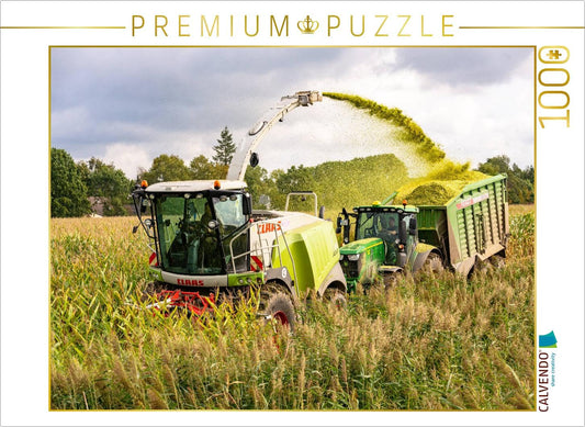 CALVENDO Puzzle Claas Jaguar 950 and John Deere 6250R | Puzzle size cm Photo puzzle for happy hours