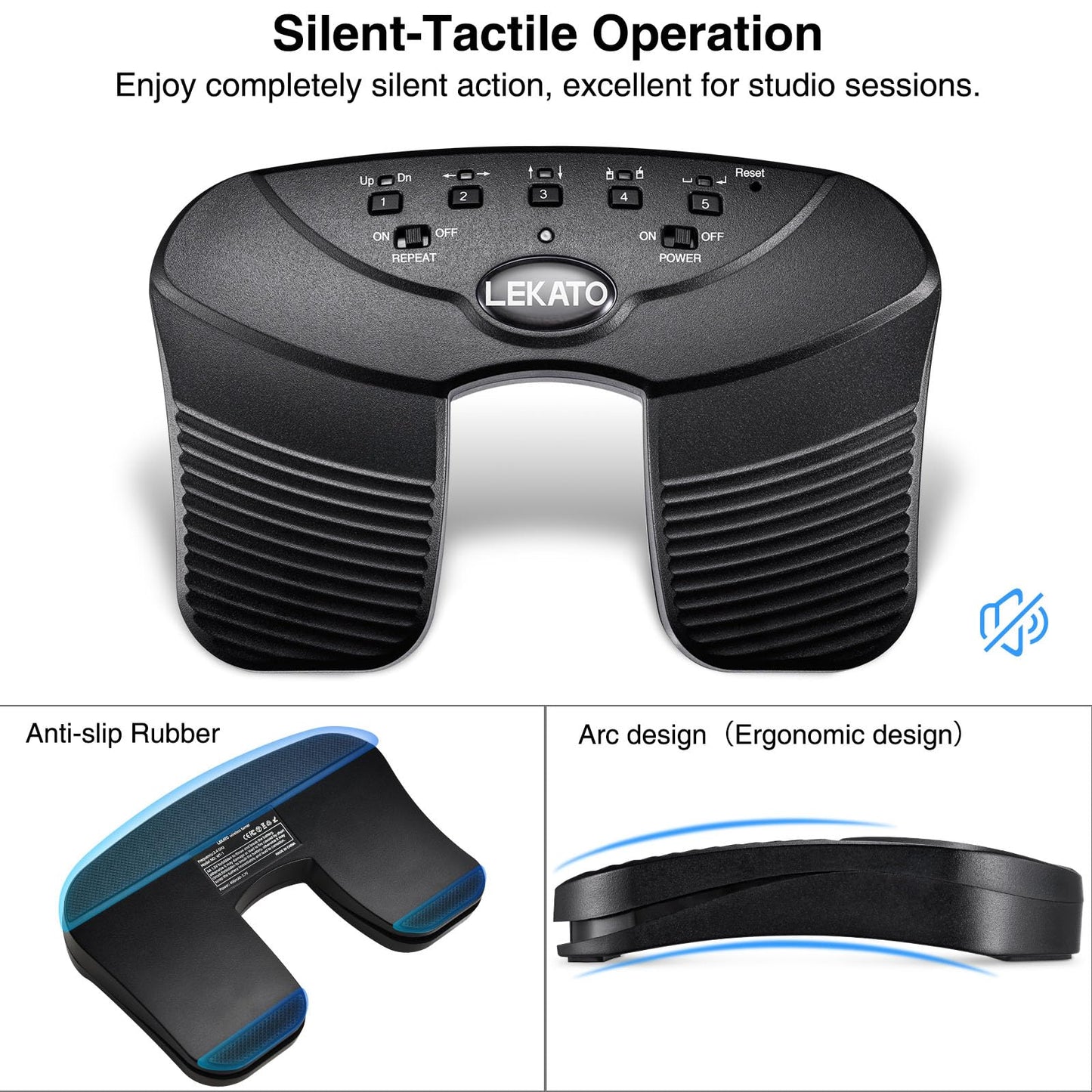 LEKATO Bluetooth Page-Turning Pedal Silent Music Sheet Page Turner Foot Pedal for Tablet and Phone
