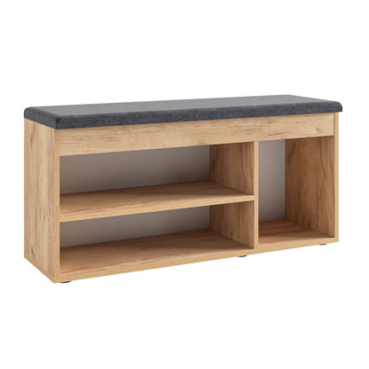KOMTO shoe cabinet with bench for hallway - shoe rack bench with storage shoe bench with seating area | hallway bench honey oak Sofia 100 x 48 x 32 cm