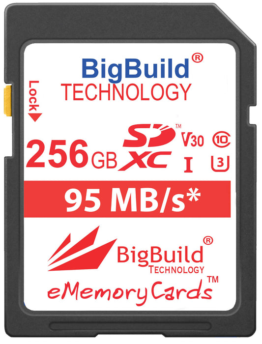 BigBuild Technology 256GB UHS-I U3 95MB/s Memory Card for Nikon D3400, D500, D5300, D5500, D5600, D610, D7200, D750, D7500, D850 Camera