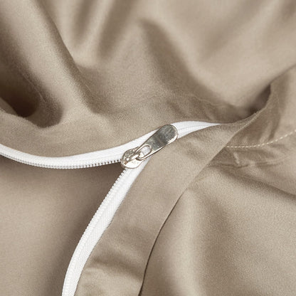 Luofanfei Bamboo Bedding 220x240 cm Gold Khaki Summer Cooling Solid Bamboo Lyocell Shiny Bedding Set Breathable Bamboo Luxury Duvet Cover and Pillowcases 80x80 cm with Zipper
