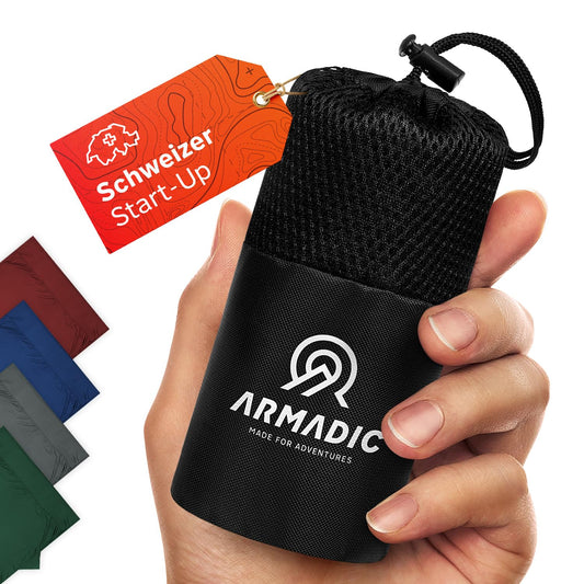 Armadic Microfiber Sleeping Bag (only 230g) - Ultra-lightweight, compact and thin. Travel sleeping bag, sleeping bag liner, inlay I Ideal for backpacking, hostels and mountain huts (Olive Green)