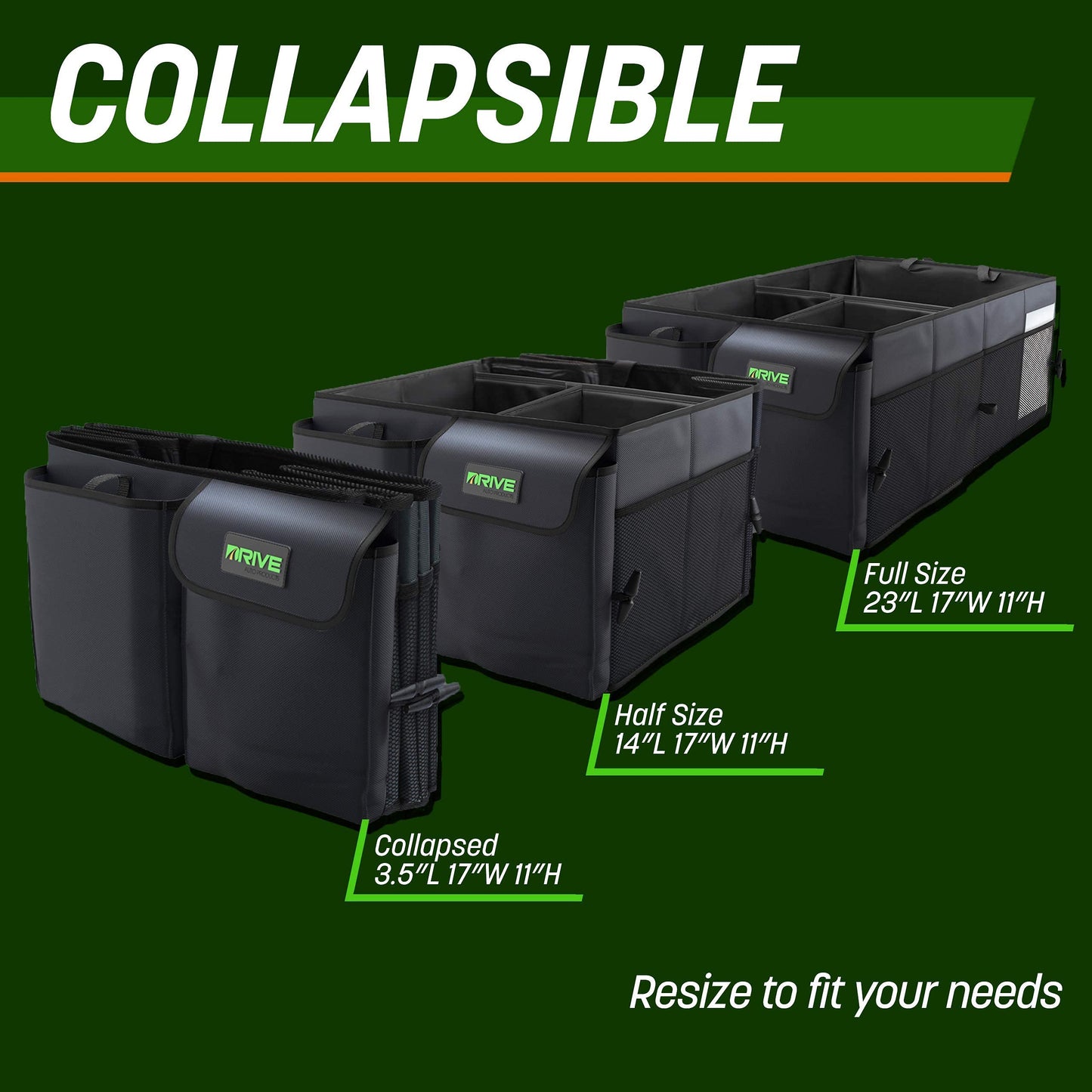 Drive Auto Products, Car Organizer - Trunk Organizer - Trunk Bag with Straps - Handy Car Foldable Box - Sturdy Bag with Multiple Compartments.