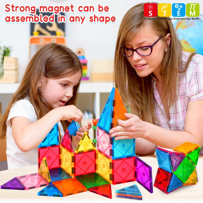 Magnetic building blocks, 3D blocks, colorful magnetic tiles for children aged 4-8, STEM, early educational construction, magnetic toys, building set for toddlers aged 3 and up.