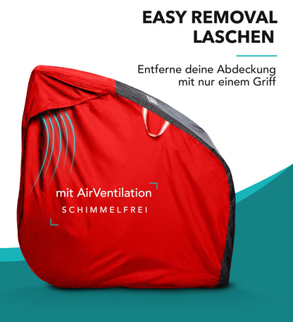 ZWEIBERG® Folding cover for bike trailers. Universal, sturdy, and waterproof cover. Protects against rain and UV rays. EasyRemoval feature.