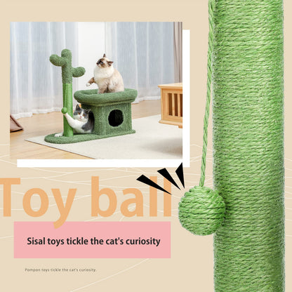 PAWZ Road Cactus Scratching Post, creative scratching post, stylish cat tree, with ball and cat house, height: 70 cm.