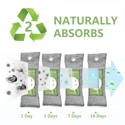 12-Pack Bamboo Charcoal Air Purifying Bag, Activated Charcoal Bags Odor Absorber, Moisture Absorber, Natural Car Air Freshener, Shoe Deodorizer, Odor Eliminators for Home, Pet