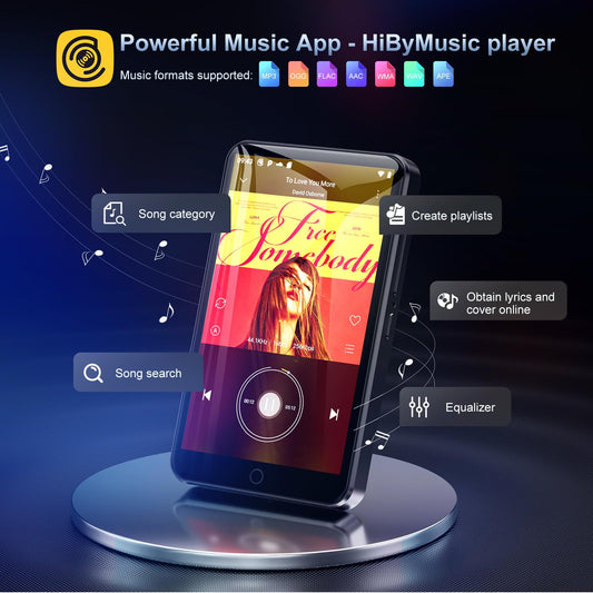 80GB WiFi MP3 player with Bluetooth, 4-inch touchscreen Android 9.0 MTK 8-core Spotify MP4 player, portable music player with speaker, with Play Store app, support for install/uninstall.