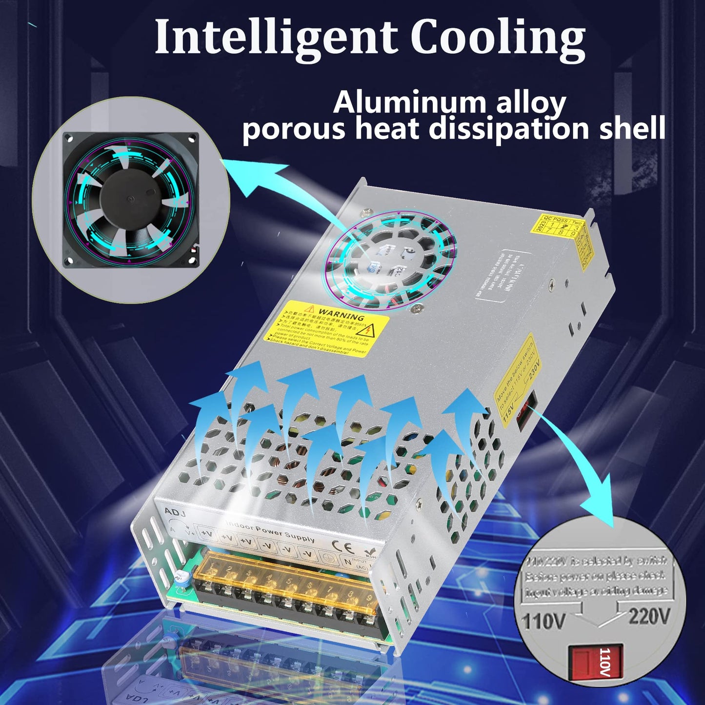 Transformer DC 24V 15A 360W Power Supply Switching Power Supply 230V AC to DC Power Supply 24Volt 15A Transformer Industrial Adapter for LED Strip Light CCTV Camera Radio SMPS 110V/220V (2023 Upgraded)