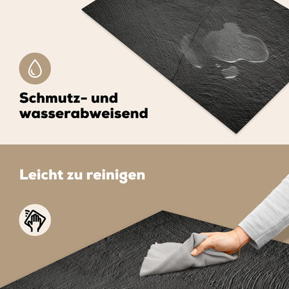 KitchenYeah© stove cover One-piece kitchen stove cover Induction hob ceramic hob stove covers Vinyl mat Rollable Concrete - Black - Gray - Solid - Industrial - 80x52 cm