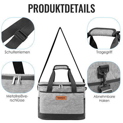 KAEFUYS Cooler Bag 30L+14h Cooling Thermal Insulated Portable Foldable Waterproof Large Picnic Bag for Shopping Car Office Camping Outdoor Travel Food Transport Provisions Family BBQ