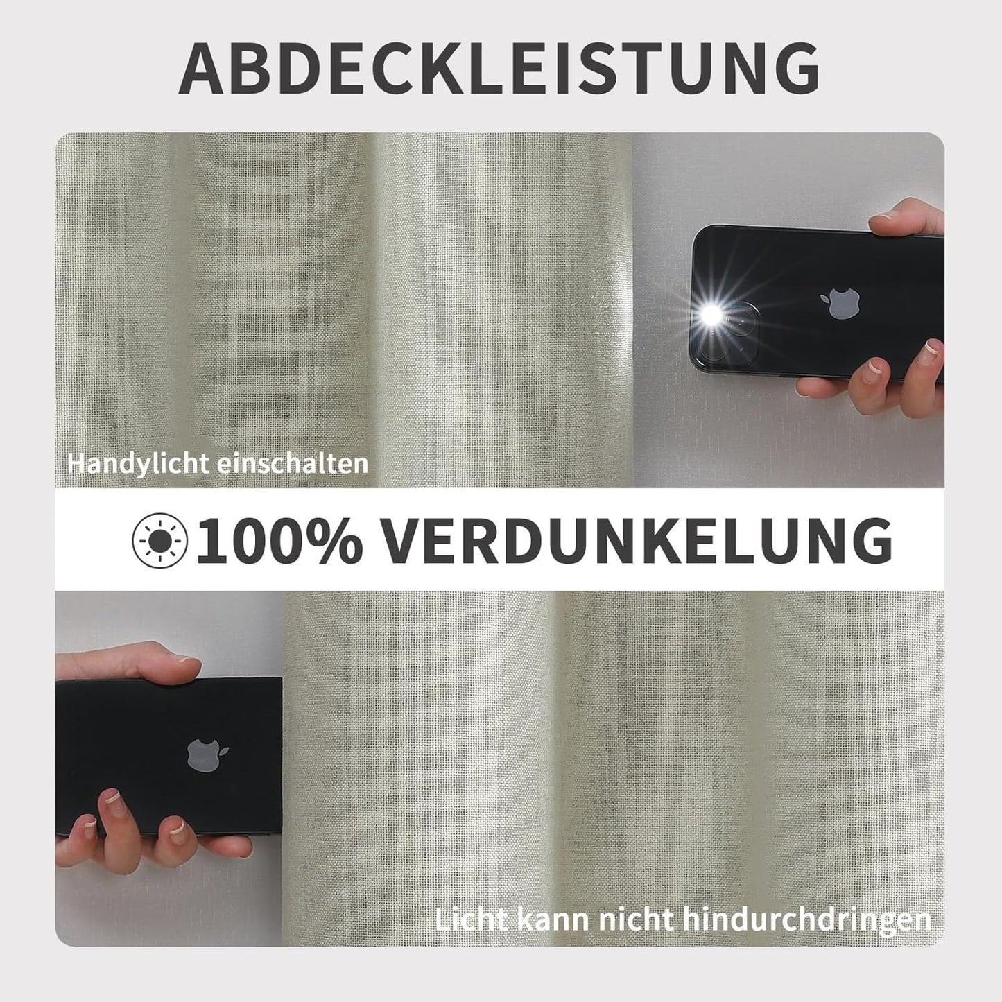 Joydeco 100% blackout curtains with grommets, linen look, 2 pieces. Blackout curtain linen thermal curtain heat protection, insulated coating backing layer for bedroom living room.