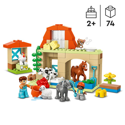 LEGO DUPLO Town Animal Care on the Farm, toy for kids aged 2+ & 10982 DUPLO My First Fruits and Vegetables Tractor, Easter gift toy.