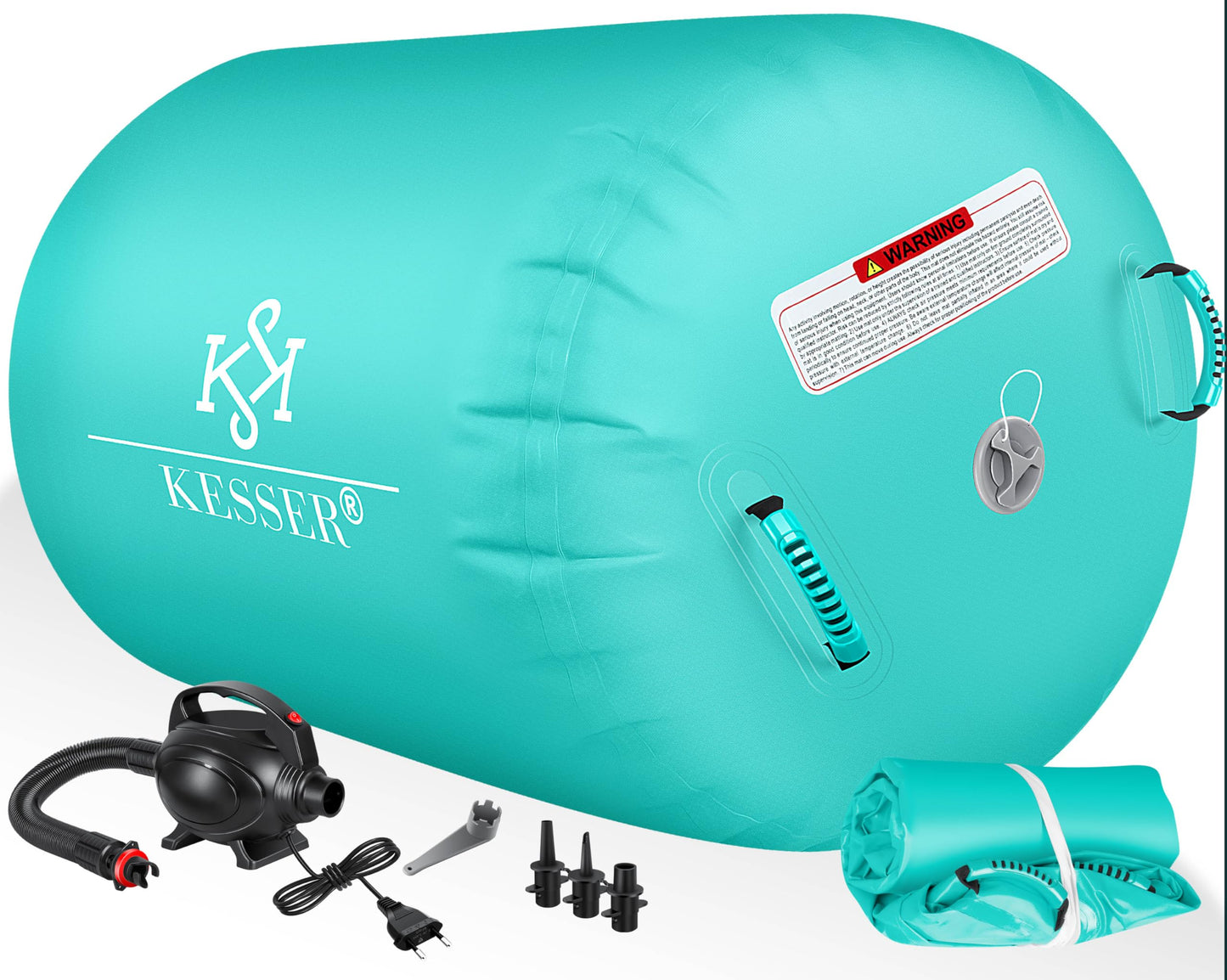 KESSER® Inflatable Airtrack | incl. carrying bag & electric air pump | Barrel Tumbling, Yoga, Fitness mat, Training aid, Gymnastics mat, Balance trainer, Sport mat, Workout