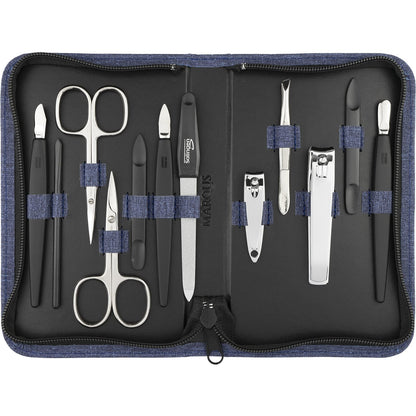 Solingen manicure set 12 pieces - nail set for men and women with everything needed for manicure and pedicure, in a high-quality faux leather case.
