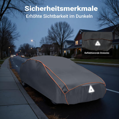 XPOtool Full Car Cover Size L 482x178x119cm Protection from hail, waterproof, paint friendly, car cover with air vents, reflectors, tension straps