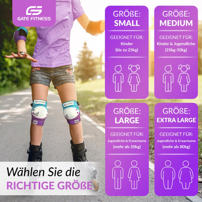 GATE FITNESS® protective gear set for kids & adults - protective gear set [6 pieces] knee pads with wrist guards and elbow pads for inline sports - protective gear set for children