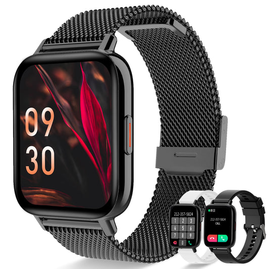 Erkwei smartwatch for women with bluetooth calls 1.69 inch fitness watch women heart rate monitor sleep monitor pedometer SpO2 fitness tracker pedometer calories music control