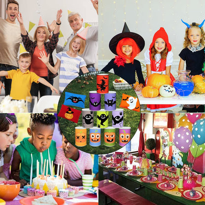 Ulifeme Kids Can Toss, can throwing game for children's birthdays & parties, Can Toss game gift with 10pcs Halloween-themed cans & 3pcs tossing bags set for kids & adults outdoor games.