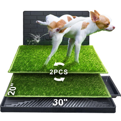 Hompet Dog Toilet Dog Toilet Puppy Potty for Indoor or Patio, 2 Pcs Training Pads, Reusable Dog Grass Pad with Tray, Portable Doggy Litter Box for Small/Medium Dogs